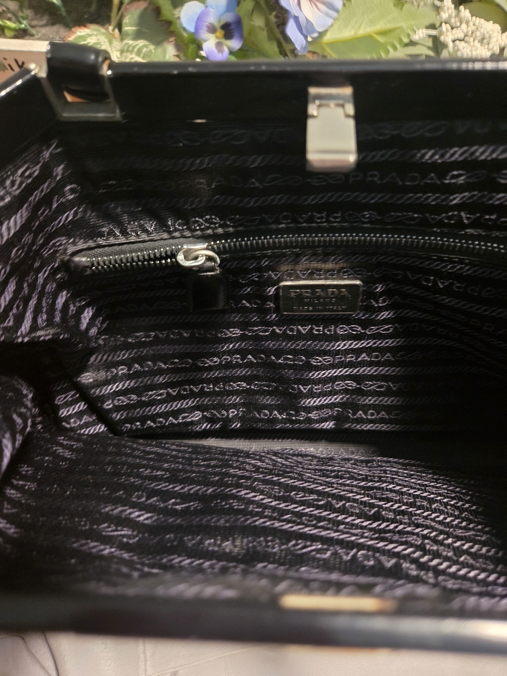 Prada Black Shoulder Bag with Glossy Trim - Picture 8 of 15